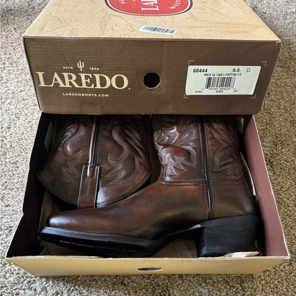BNIB Laredo Men’s Cowboy Boots Leather Size 9.5 Dark Brown Lawton - Picture 8 of 8